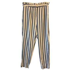 NWT Express Ankle High Rise Striped Pants size 2Short Nautical Paper bag waist P